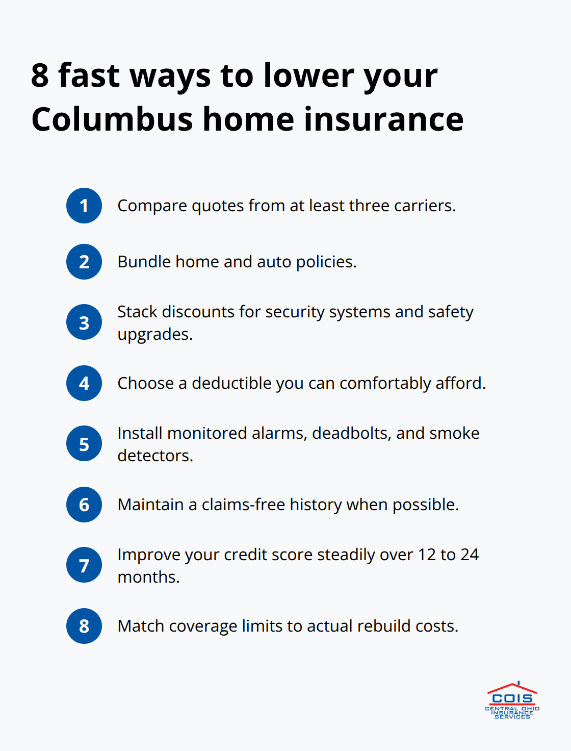 Actionable steps Columbus homeowners can take to cut premiums quickly - Affordable home insurance Columbus