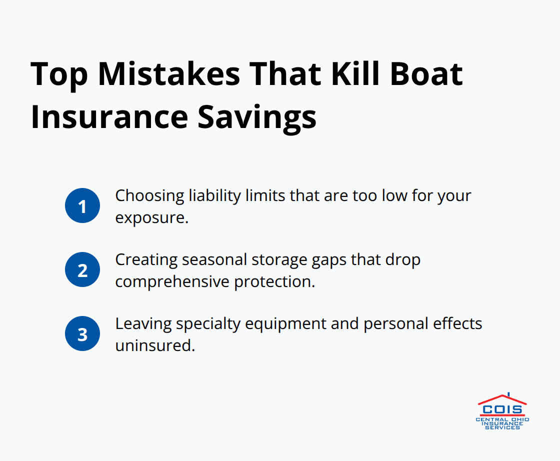 Three costly boat insurance mistakes to avoid in Columbus, Ohio.