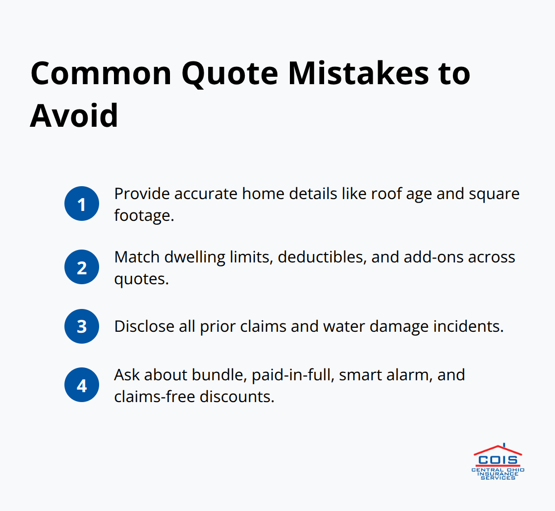 Compact list of frequent homeowners quote errors in Columbus