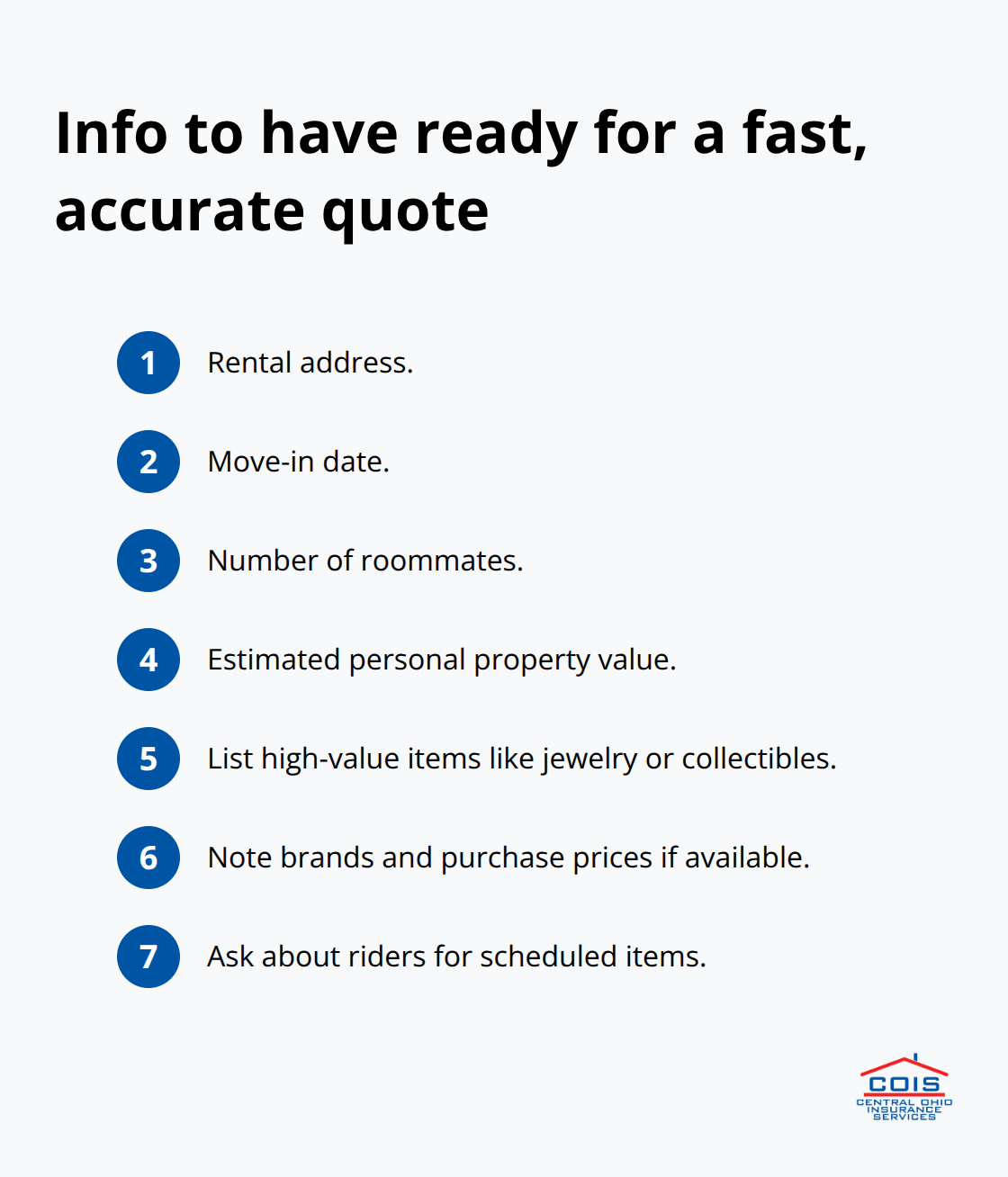 Compact list of details to prepare before requesting Columbus renters insurance quotes
