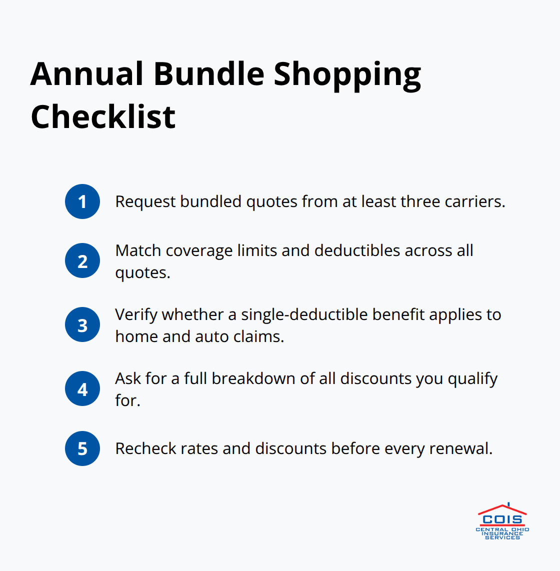 Compact checklist of steps to keep your bundled home and auto policy competitive - auto insurance for homeowners